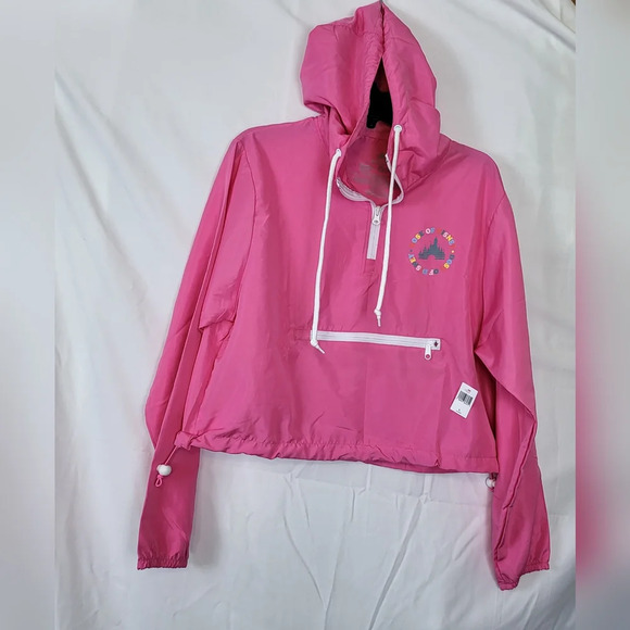 NWT Disney Parks Womens Pink Dose of Disney Cropped Windbreaker Hoodie Size XL‎ - Picture 1 of 7